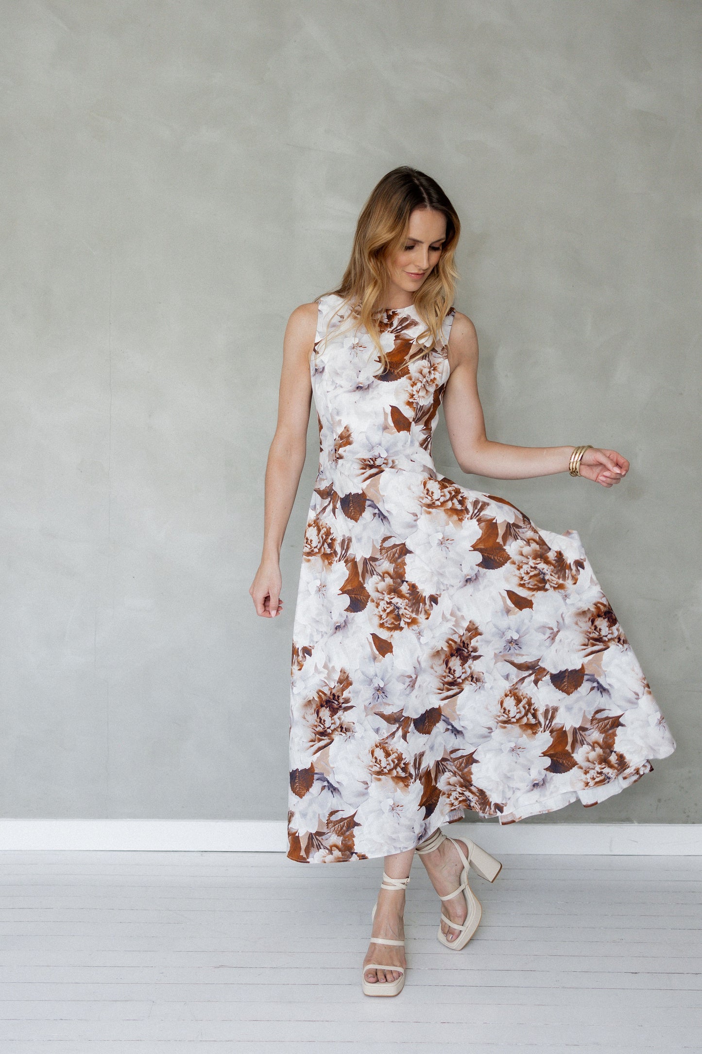 Say Goodbye Cotton Midi Dress Mazu Print front view