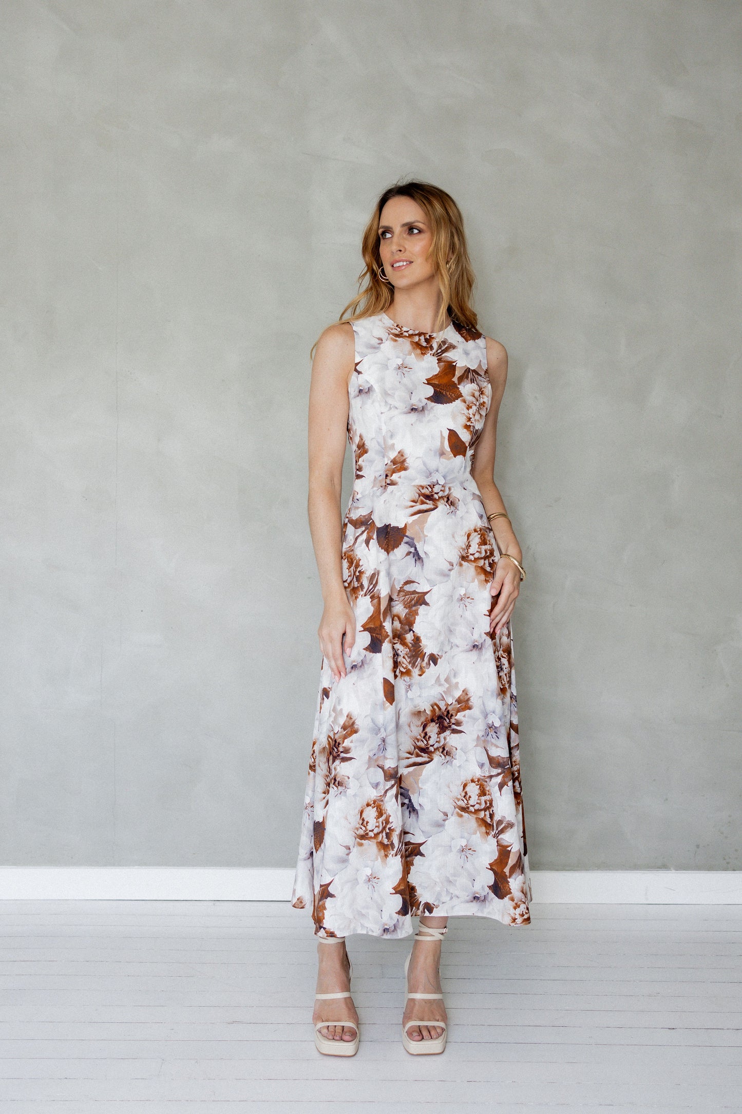 Say Goodbye Cotton Midi Dress Mazu Print front view