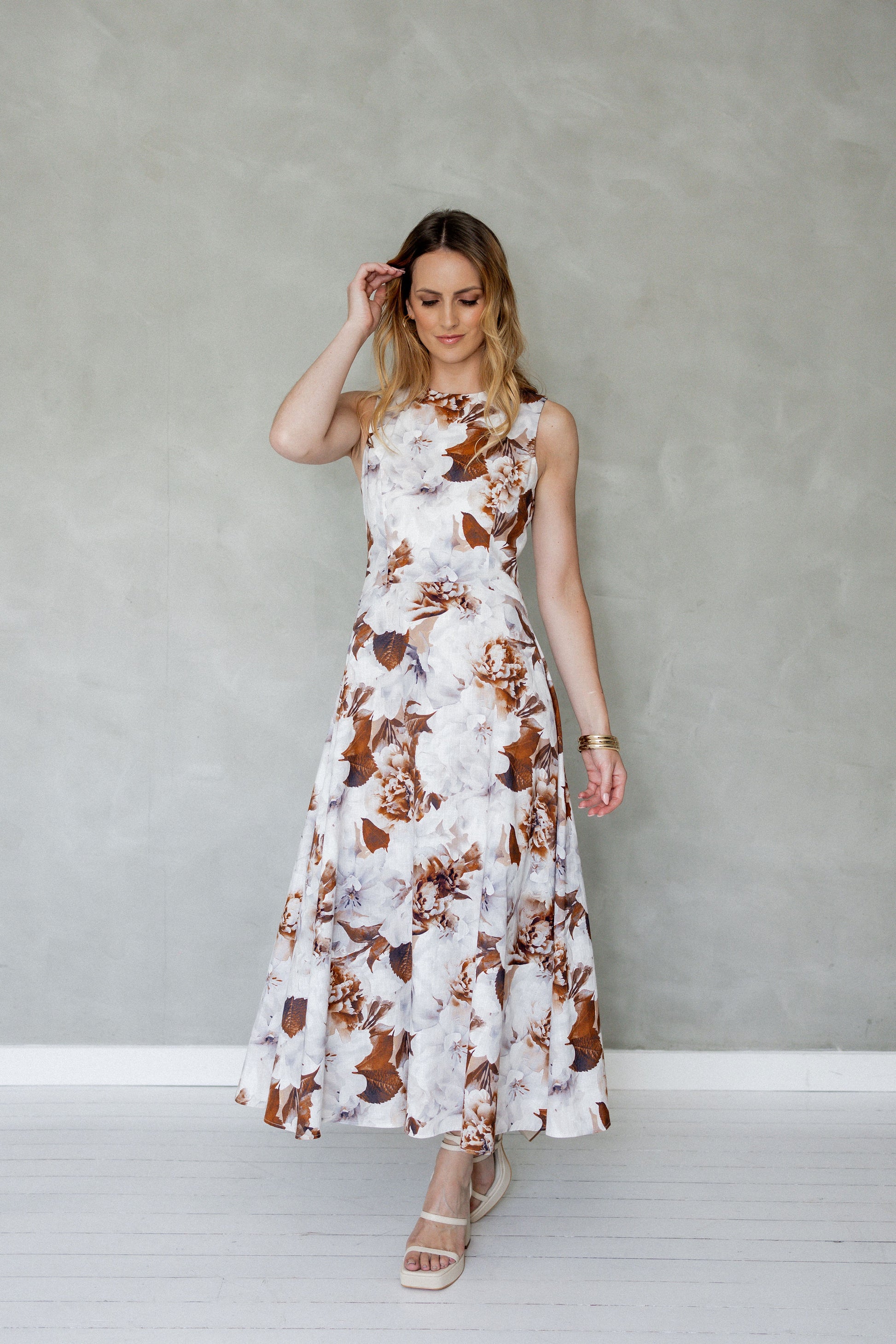 Say Goodbye Cotton Midi Dress Mazu Print front view