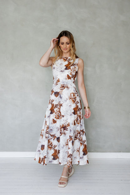 Say Goodbye Cotton Midi Dress Mazu Print front view