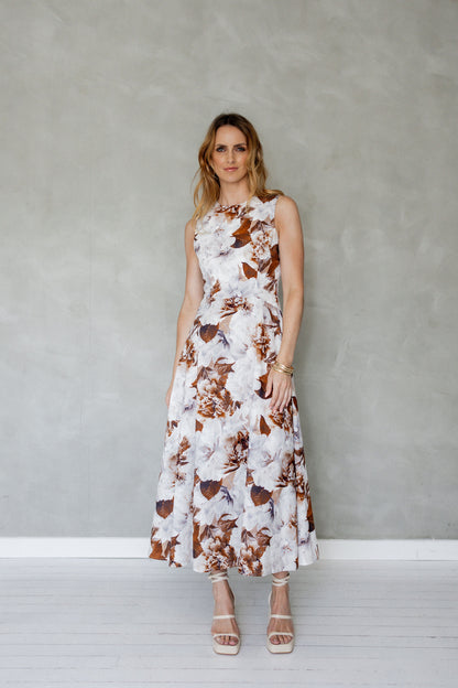 Say Goodbye Cotton Midi Dress Mazu Print front view