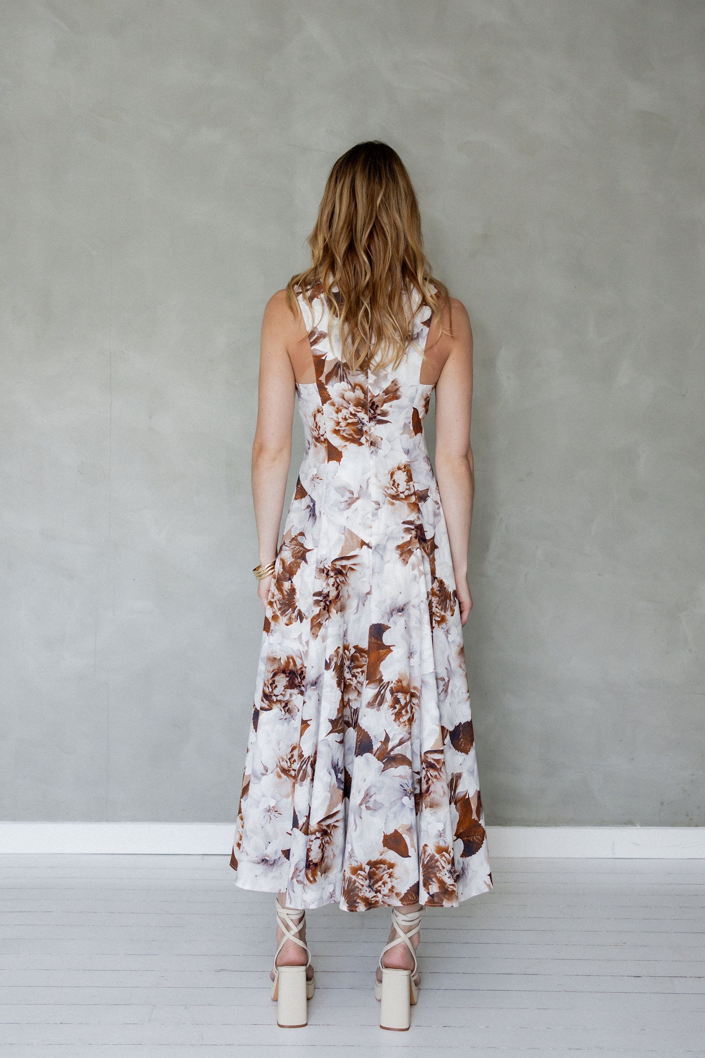 Say Goodbye Cotton Midi Dress Mazu Print back view