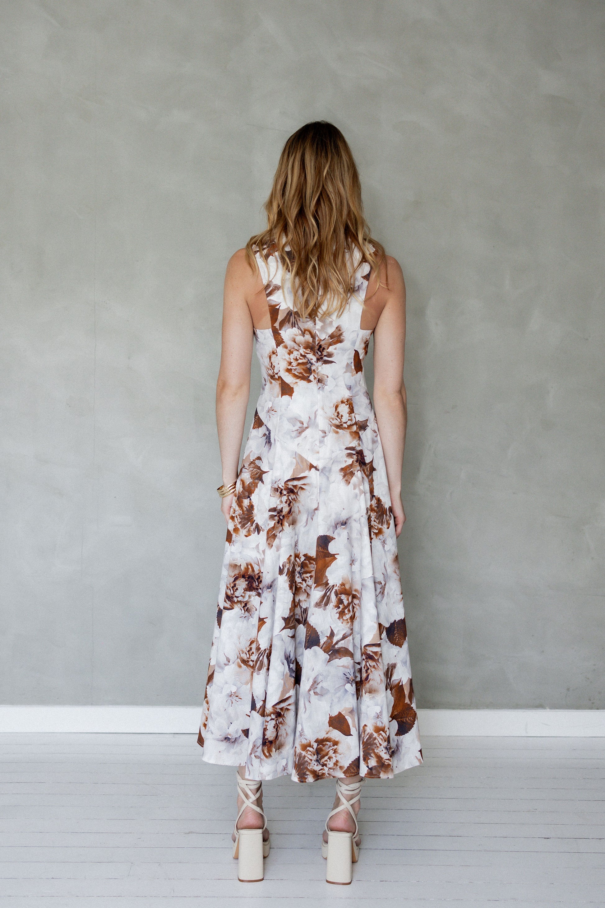 Say Goodbye Cotton Midi Dress Mazu Print back view