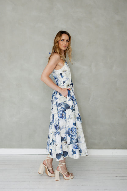 Matchless Sleeveless Halter Midi Dress Mazu Print side view