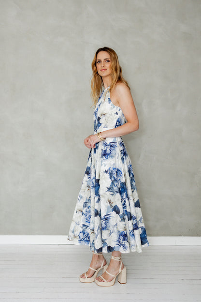 Matchless Sleeveless Halter Midi Dress Mazu Print side view