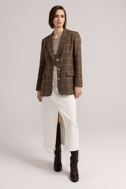 My Love Boyfriend Blazer - Brown/Red front view