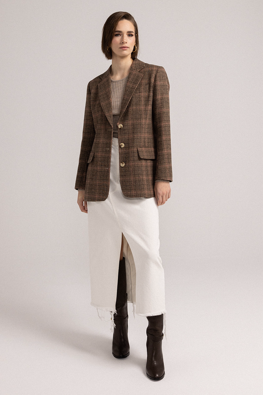My Love Boyfriend Blazer - Brown/Red front view