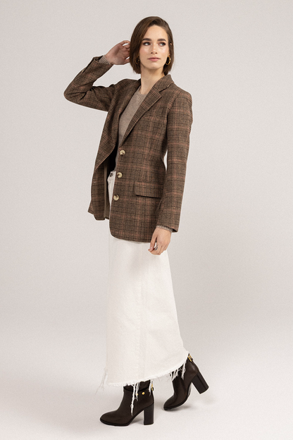 My Love Boyfriend Blazer - Brown/Red side view