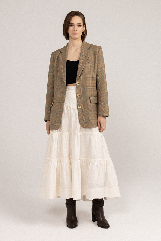 My Love Boyfriend Blazer - Brown/Green front view