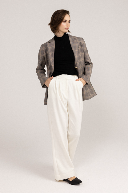 My Love Boyfriend Blazer - Brown/Black front view