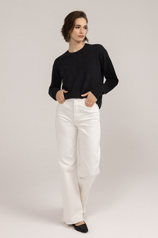 Ever Be Round Neck Sweater black front view