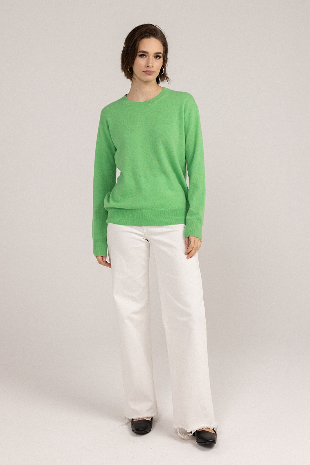 Ever Be Round Neck Knit Sweater Emerald front view