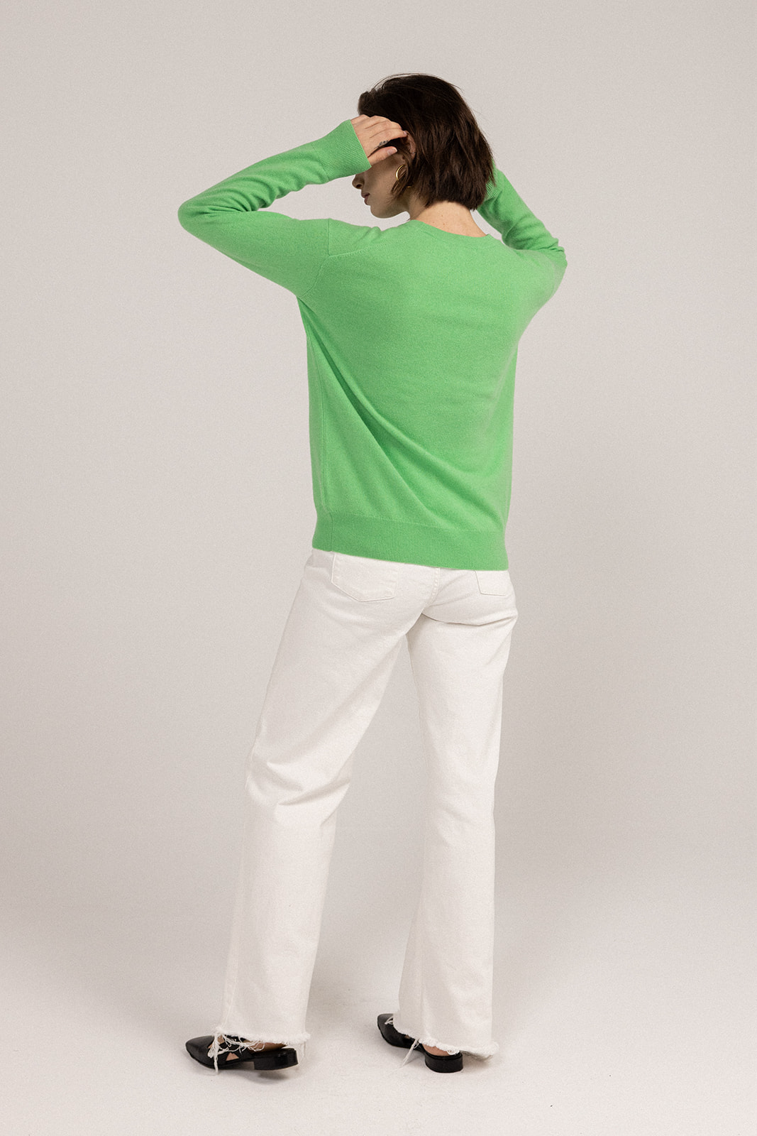 Ever Be Round Neck Knit Sweater Emerald back view