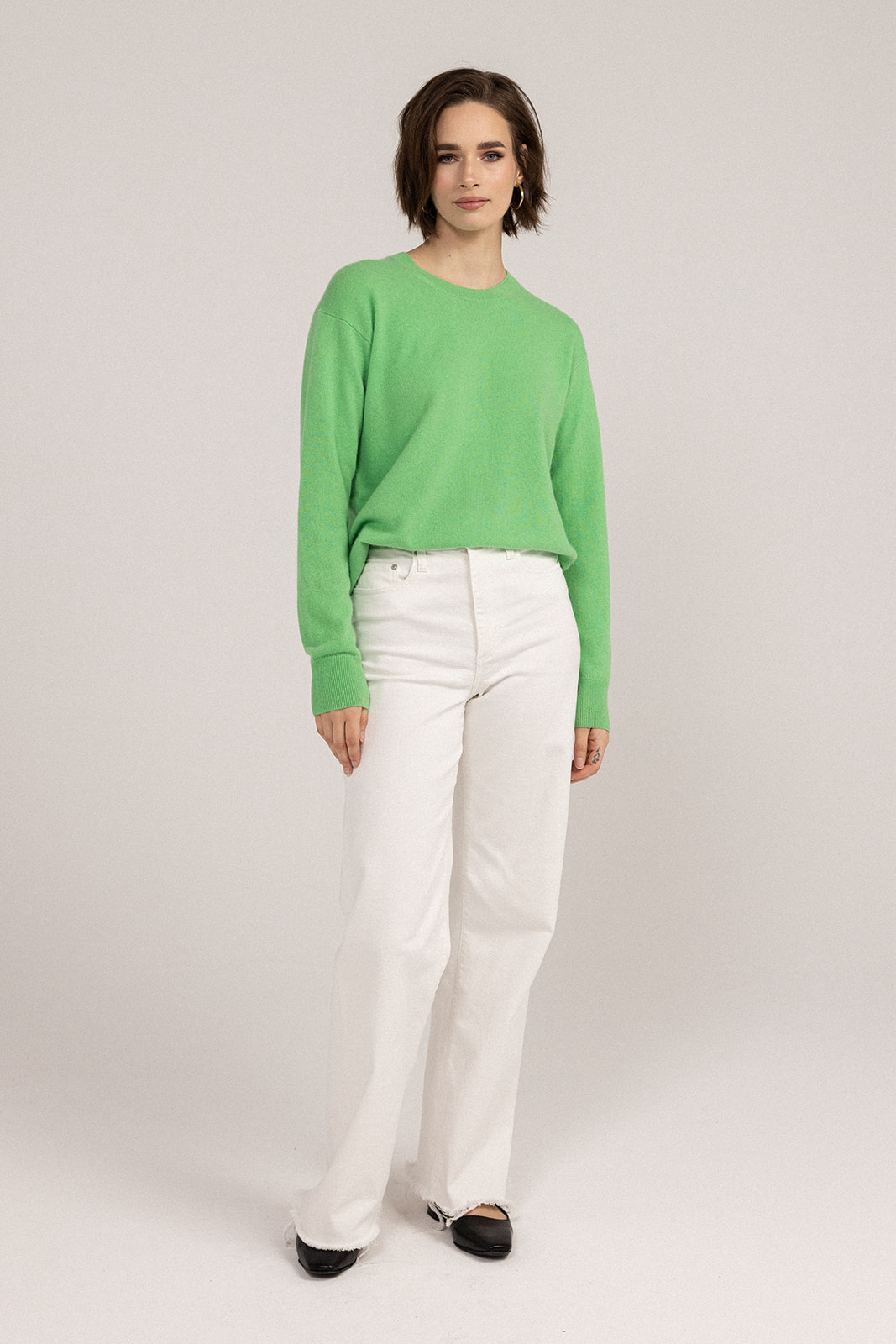 Ever Be Round Neck Knit Sweater Emerald front view