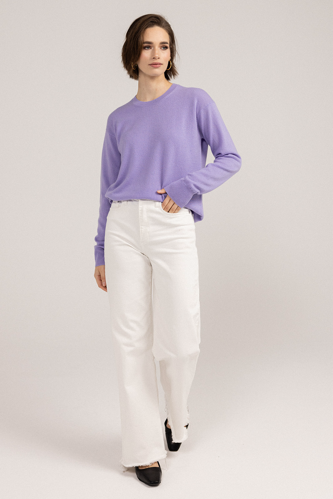 Ever Be Round Neck Sweater Lavendula front view