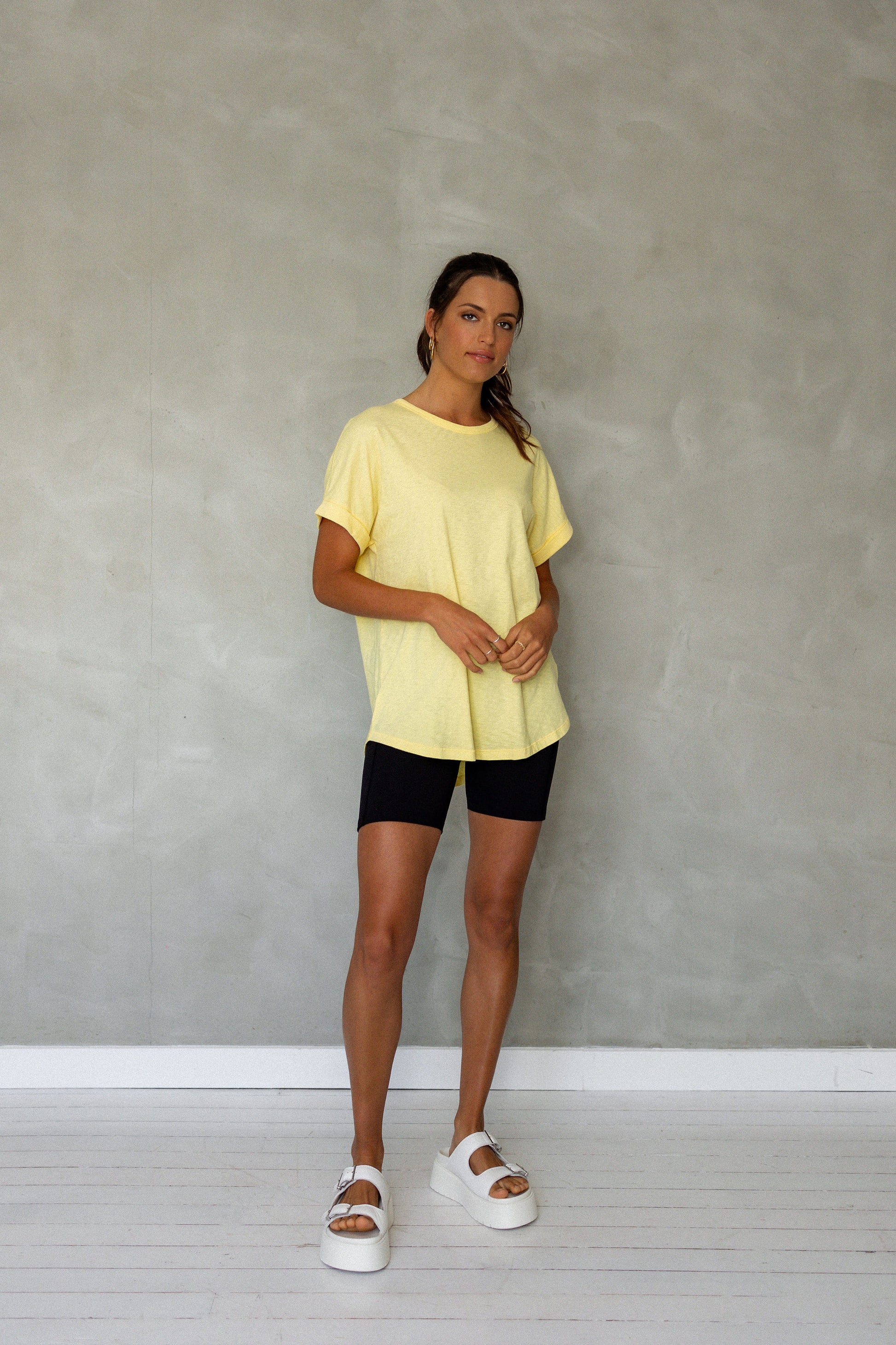All You Need Cuff Pima Cotton T-shirt - Sunshine front view