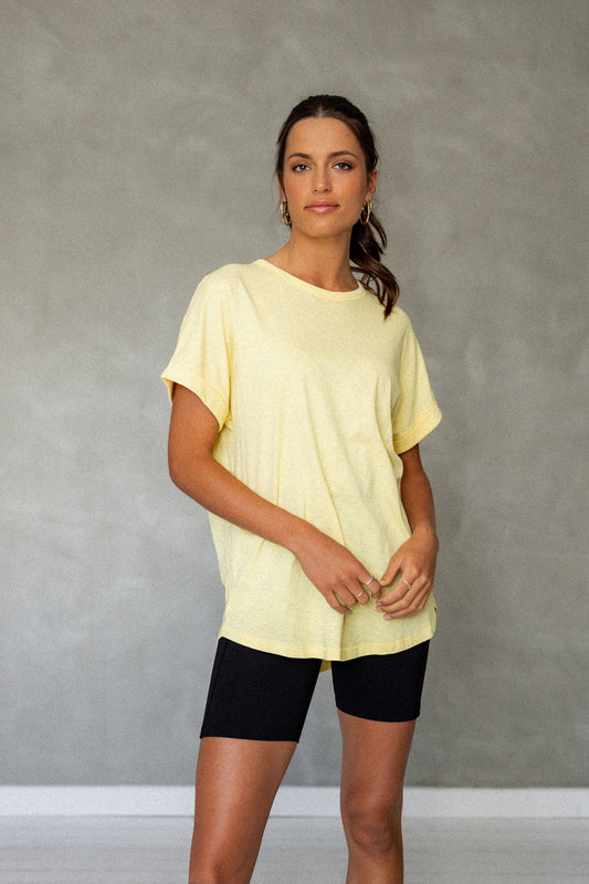 All You Need Cuff Pima Cotton T-shirt - Sunshine front view
