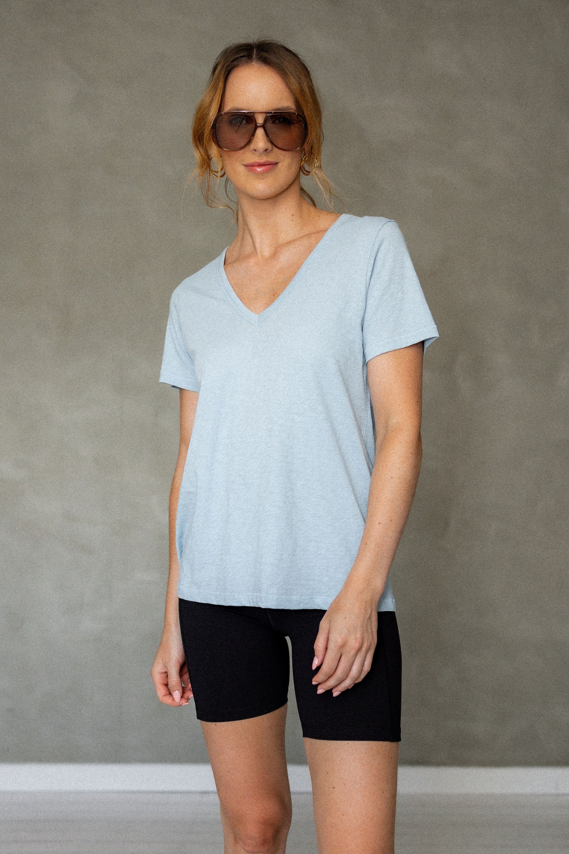 Before We Expire V-Neck Pima Cotton T-Shirt - Cerulean front view