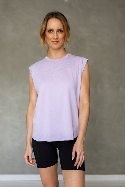 Sorry For Now Pima Cotton Tank Top - Purple Rose front view