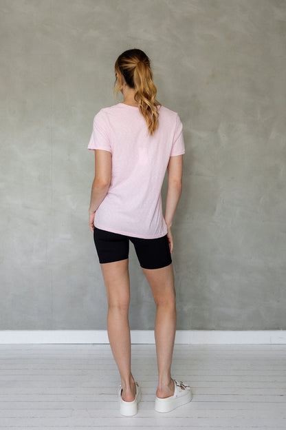 Before We Expire V-Neck Pima Cotton T-Shirt - Roseate Spoonbill back view