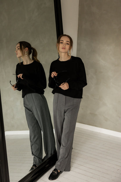 Easy To Say Wide Leg Pant Dark Grey front view