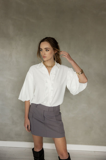 Gotta Let It Go Puff Sleeve Shirt - White