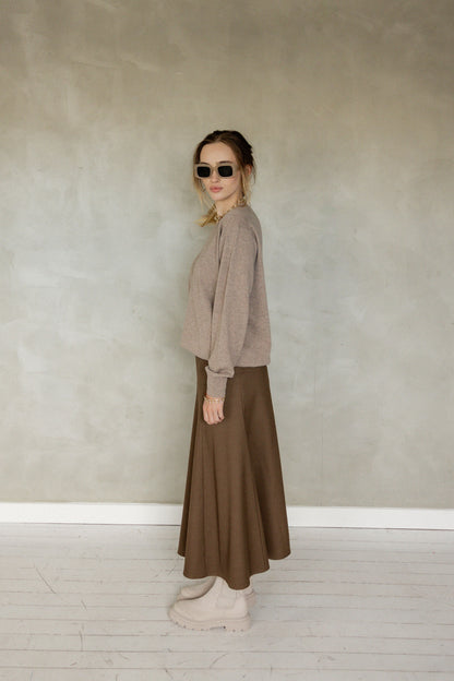 Hand In Mine Midi Skirt brown side view