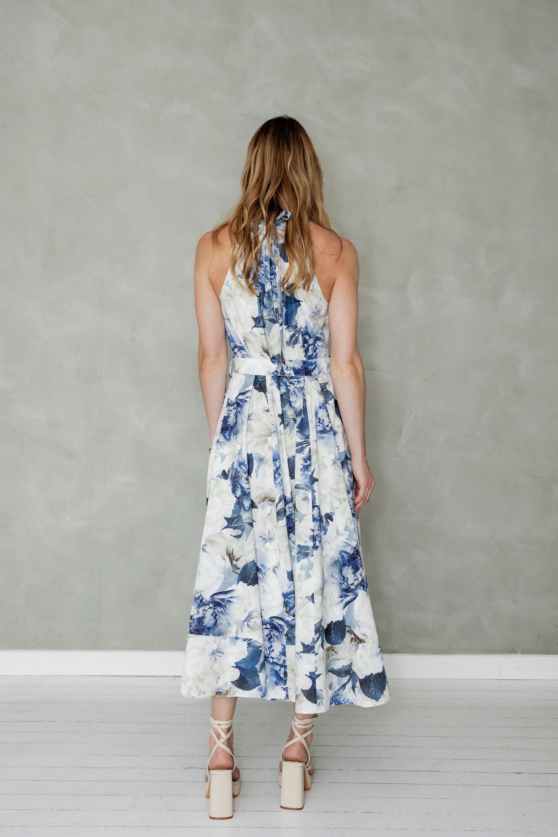 Matchless Sleeveless Halter Midi Dress Mazu Print back view