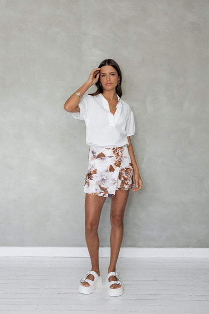 Look At Me Puff Sleeve Cotton Shirt White Blouse front view