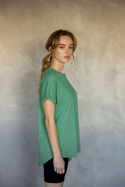 All You Need Cuff Pima Cotton T-shirt - Leprechaun side view