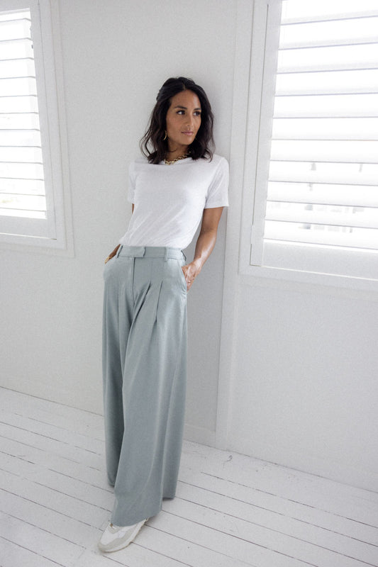 Over and Over Wide Leg Pant - Green front view