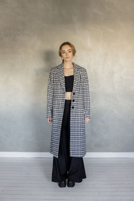Love For A Lifetime Coat - Black Check front view