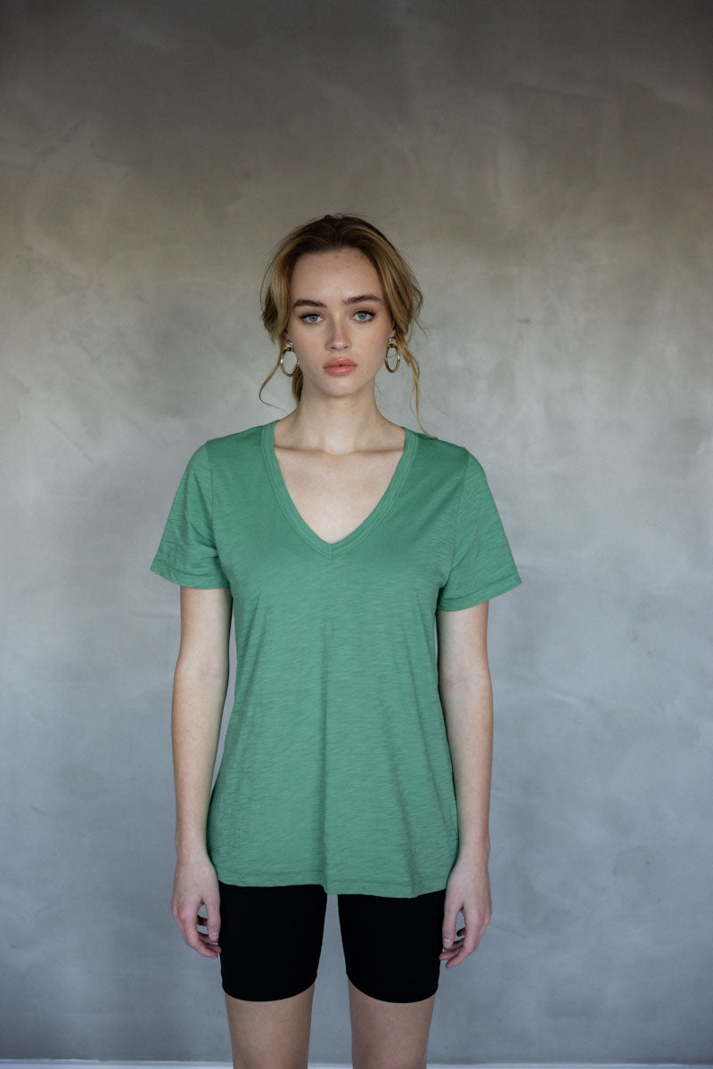 Before We Expire V-neck Tee in Leprechaun
