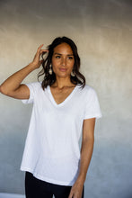 Load image into Gallery viewer, Before We Expire V-neck Tee in White
