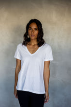 Load image into Gallery viewer, Before We Expire V-neck Tee in White
