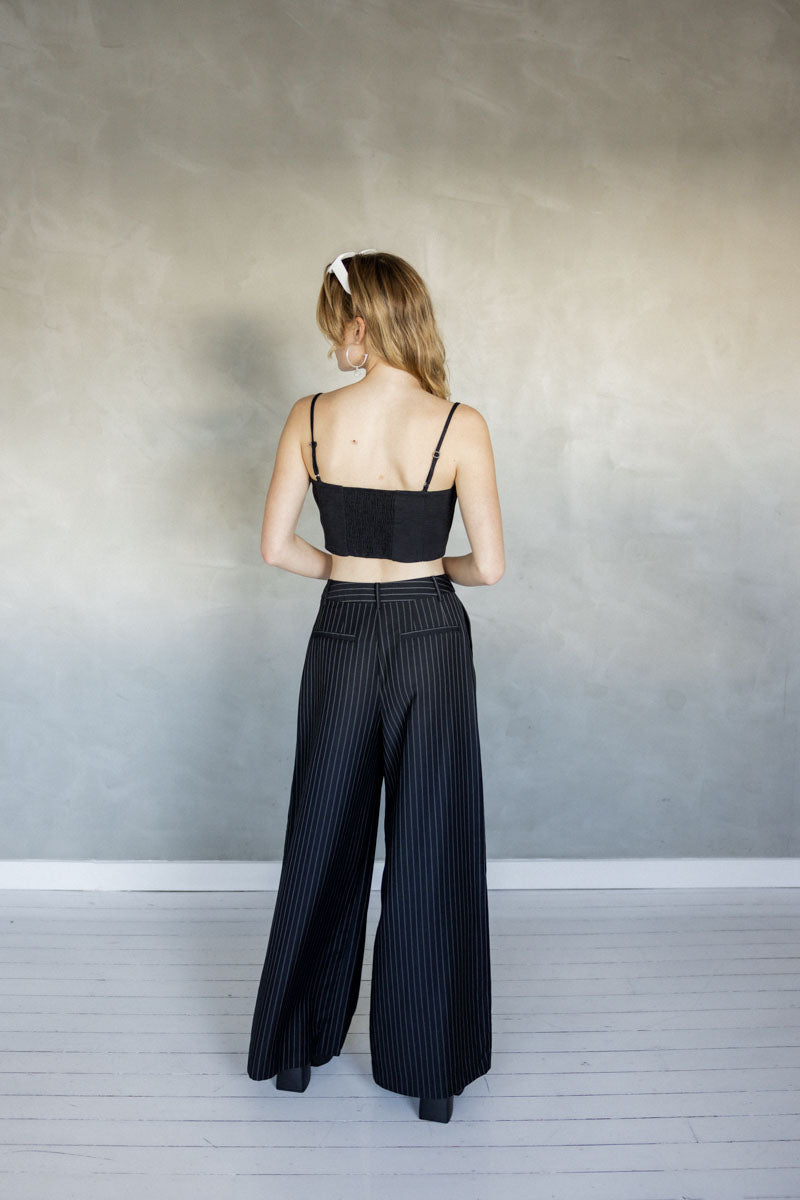 Take Your Time Crop Top – Black Cotton Bralette Top back view