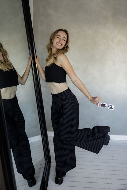 Take Your Time Crop Top – Black Cotton Bralette Top campaign view