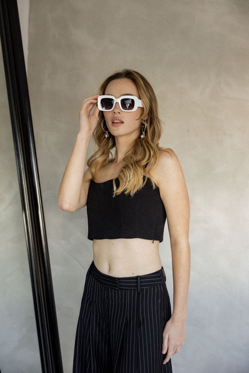 Take Your Time Crop Top – Black Cotton Bralette Top
