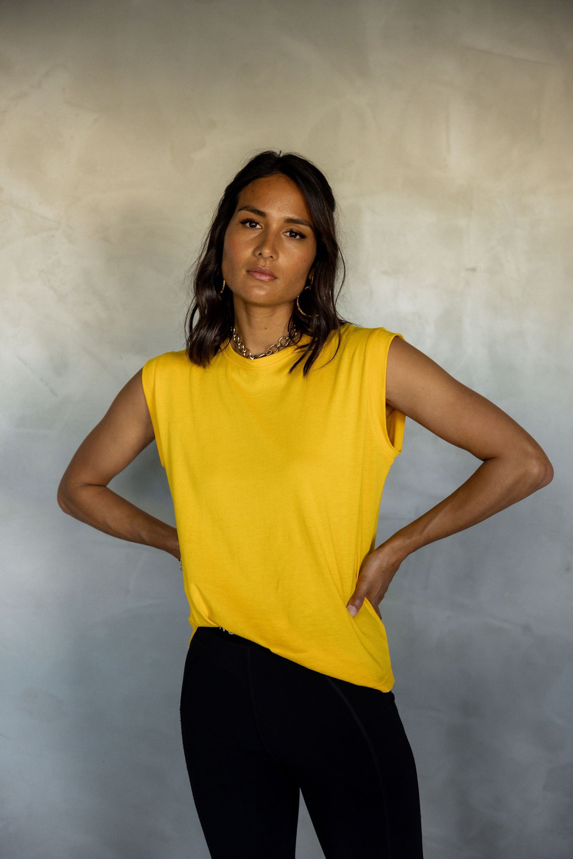 Sorry For Now Pima Cotton Tank Top - Day Lily front view