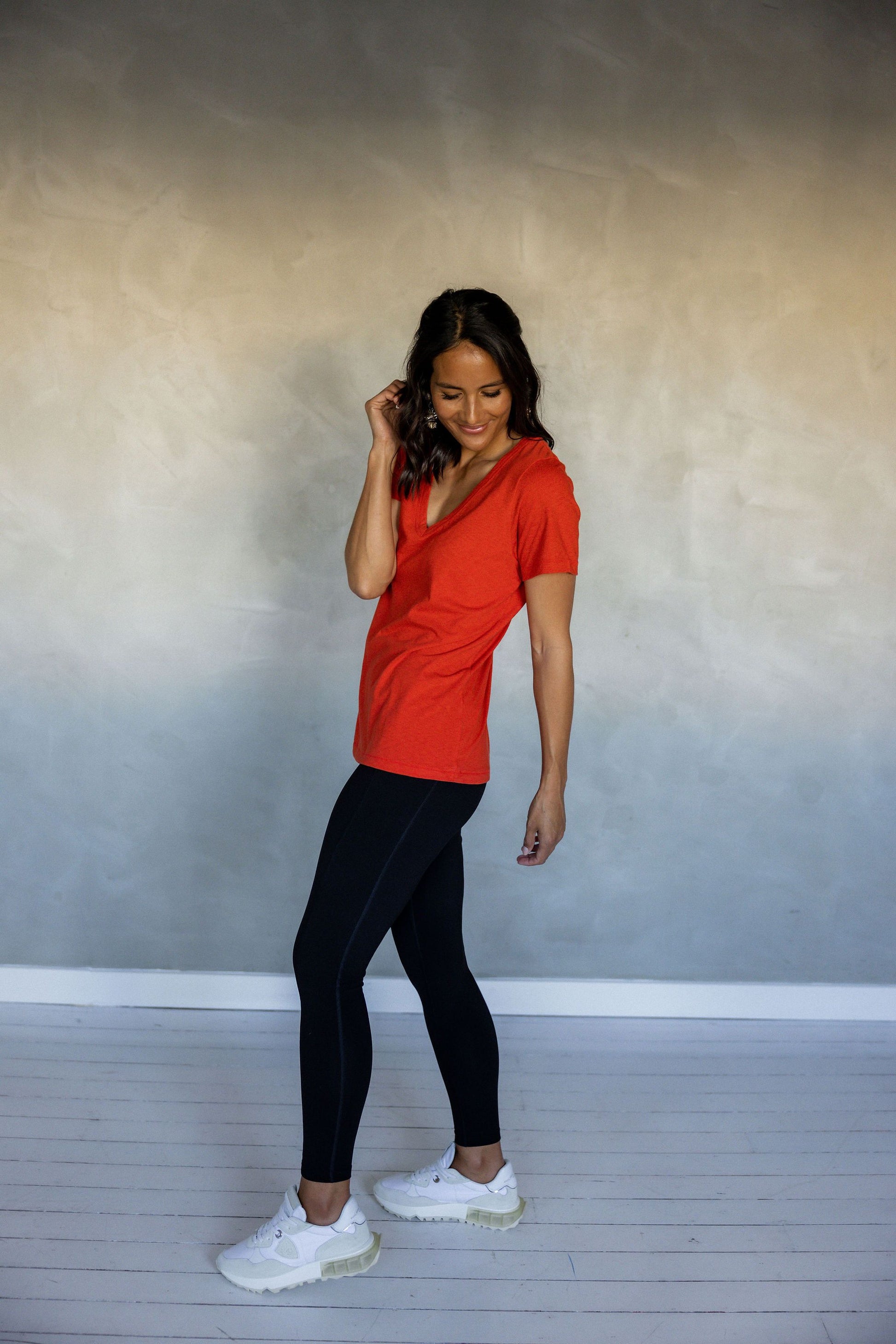 Before We Expire V-Neck Pima Cotton T-Shirt - Fire Whirl side view
