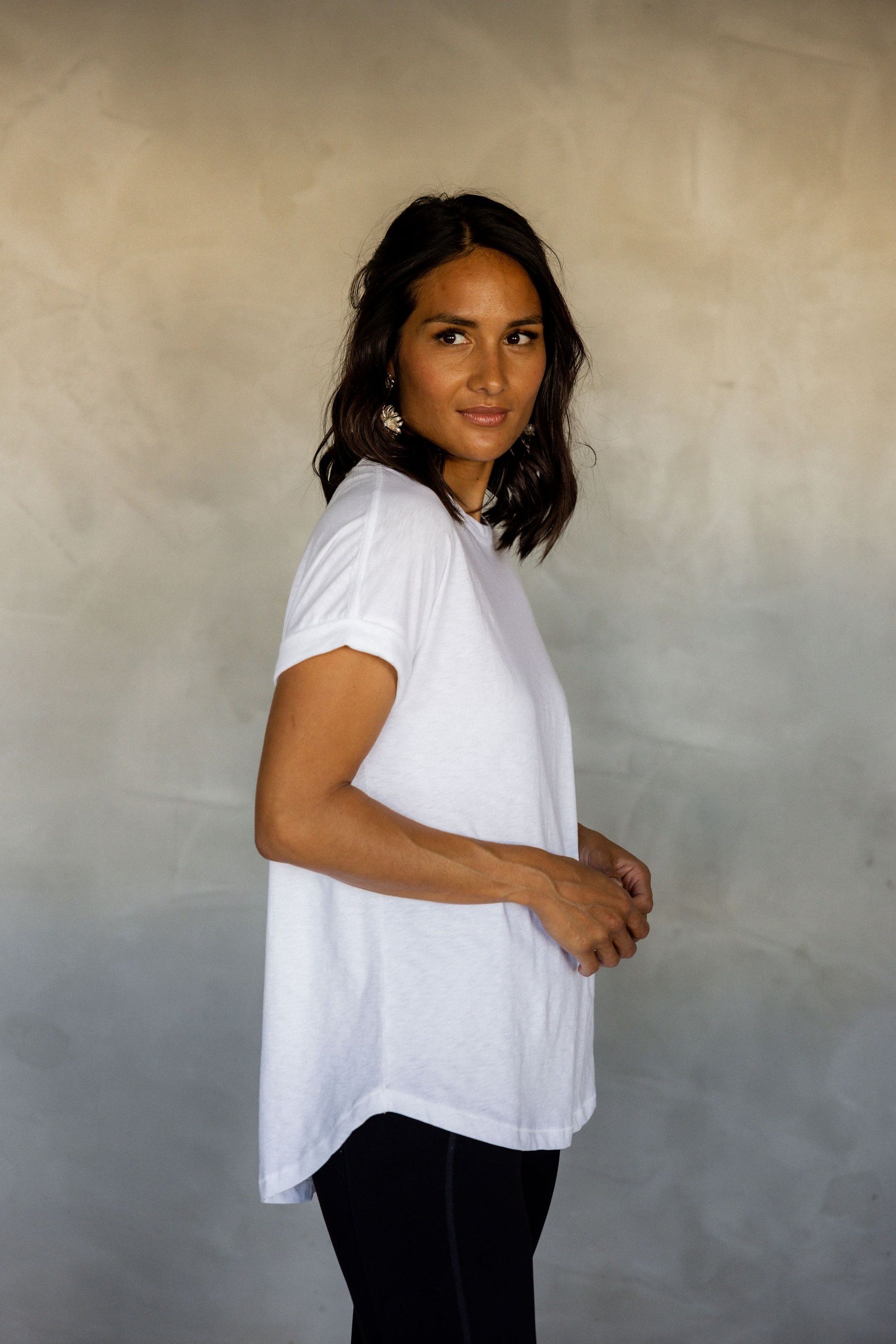 All You Need Cuff Pima Cotton T-shirt - White side view