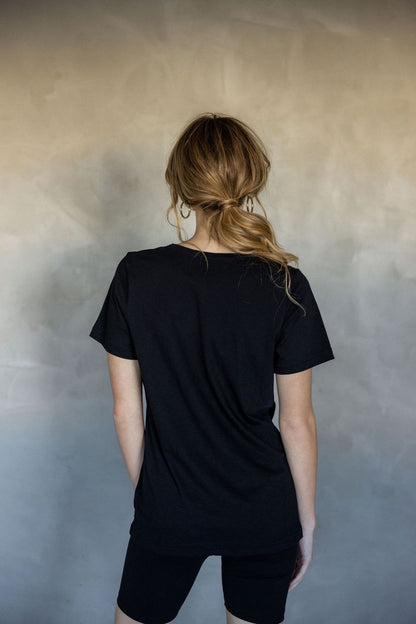 Before We Expire V-Neck Pima Cotton T-Shirt - Black back view