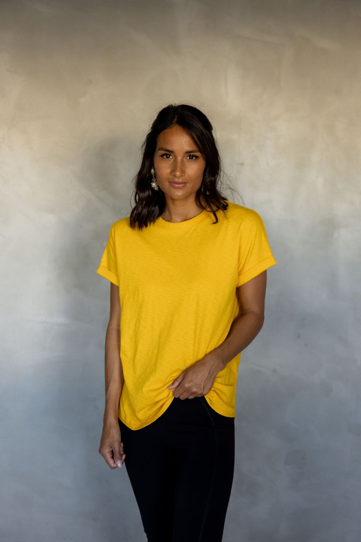 All You Need Cuff Pima Cotton T-shirt - Day Lily front view