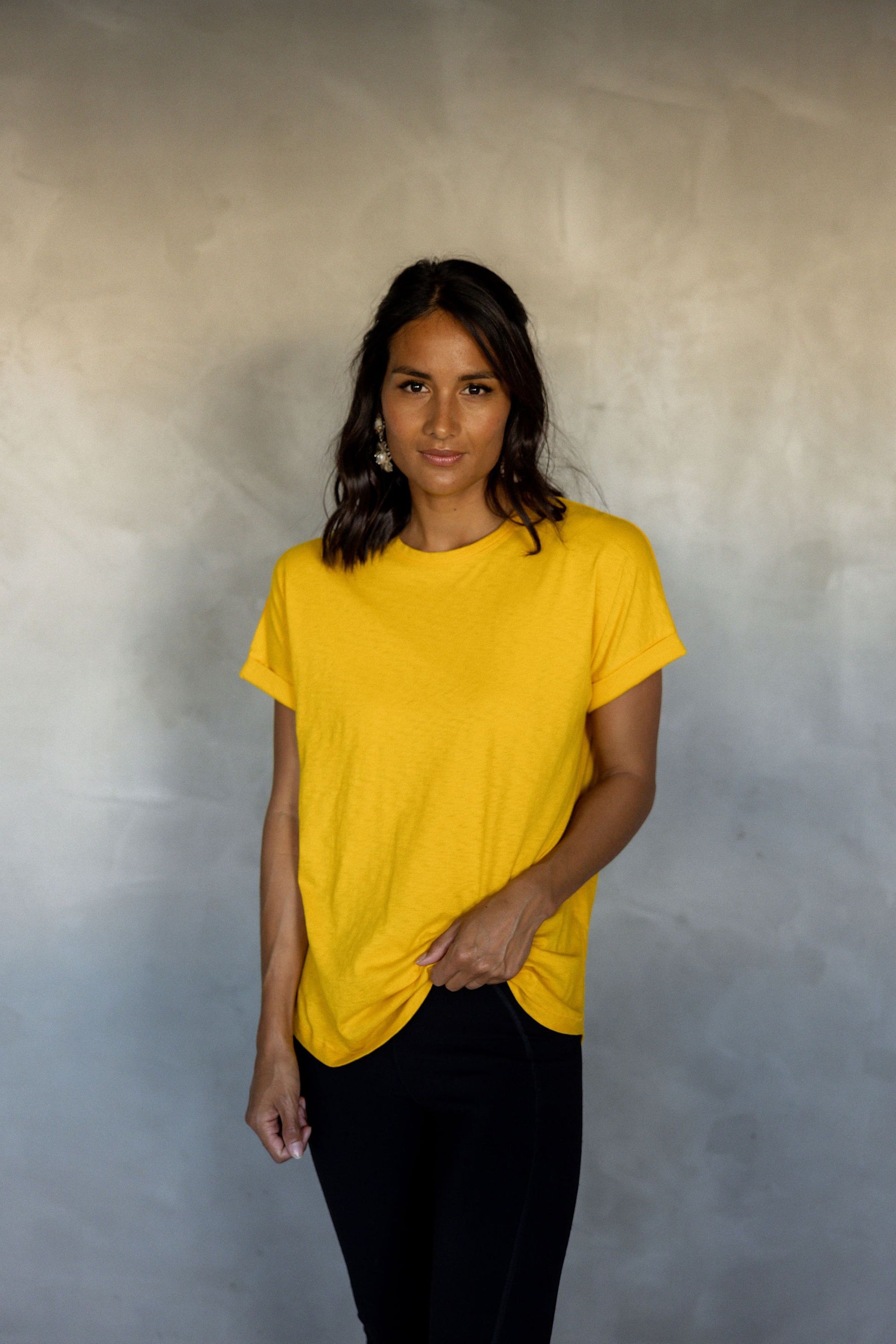 All You Need Cuff Pima Cotton T-shirt - Day Lily front view